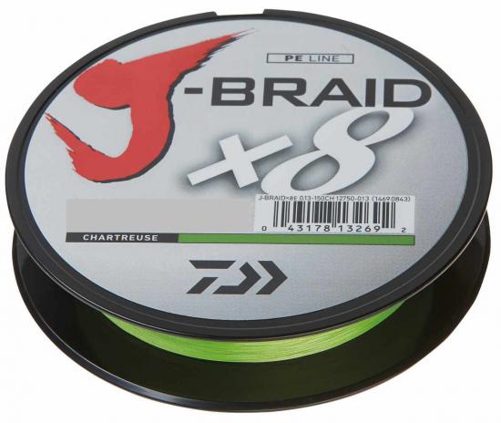 Daiwa J Braid 8x 300m chartreuse - Strke | Tragkraft: 0,18 mm | 12,0 KG